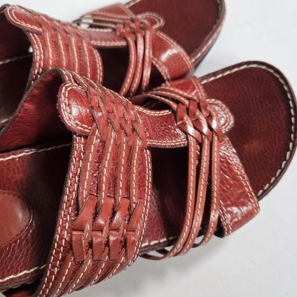 Nurture red leather slip on heeled sandals braided like new sz 8.5 - Picture 2 of 5